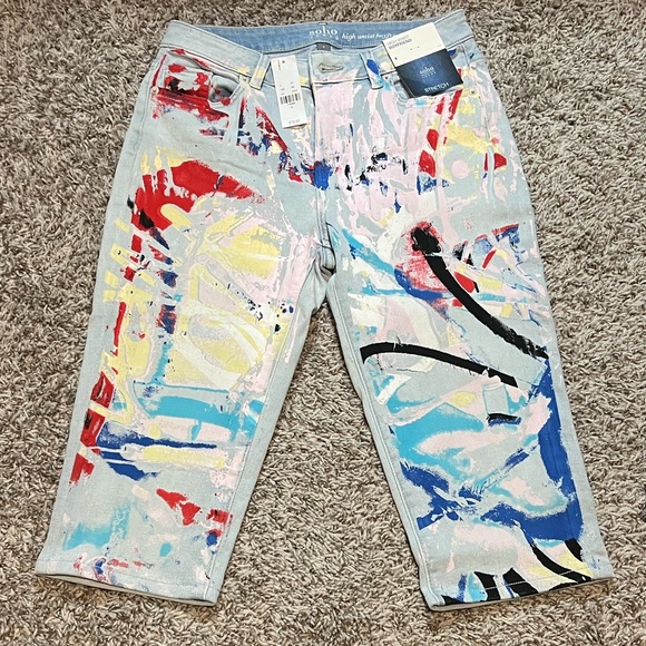 Soho New York high waist boyfriend jeans with paint splatter design light wash! - Picture 1 of 3